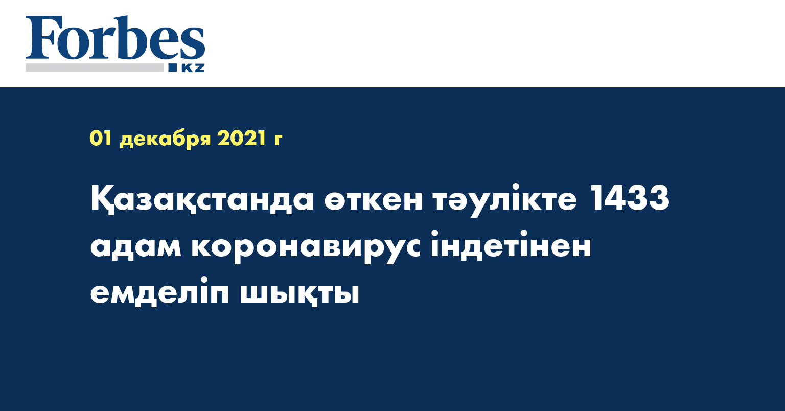 Қазақстанда өткен тәулікте 1433 адам коронавирус індетінен емделіп шықты