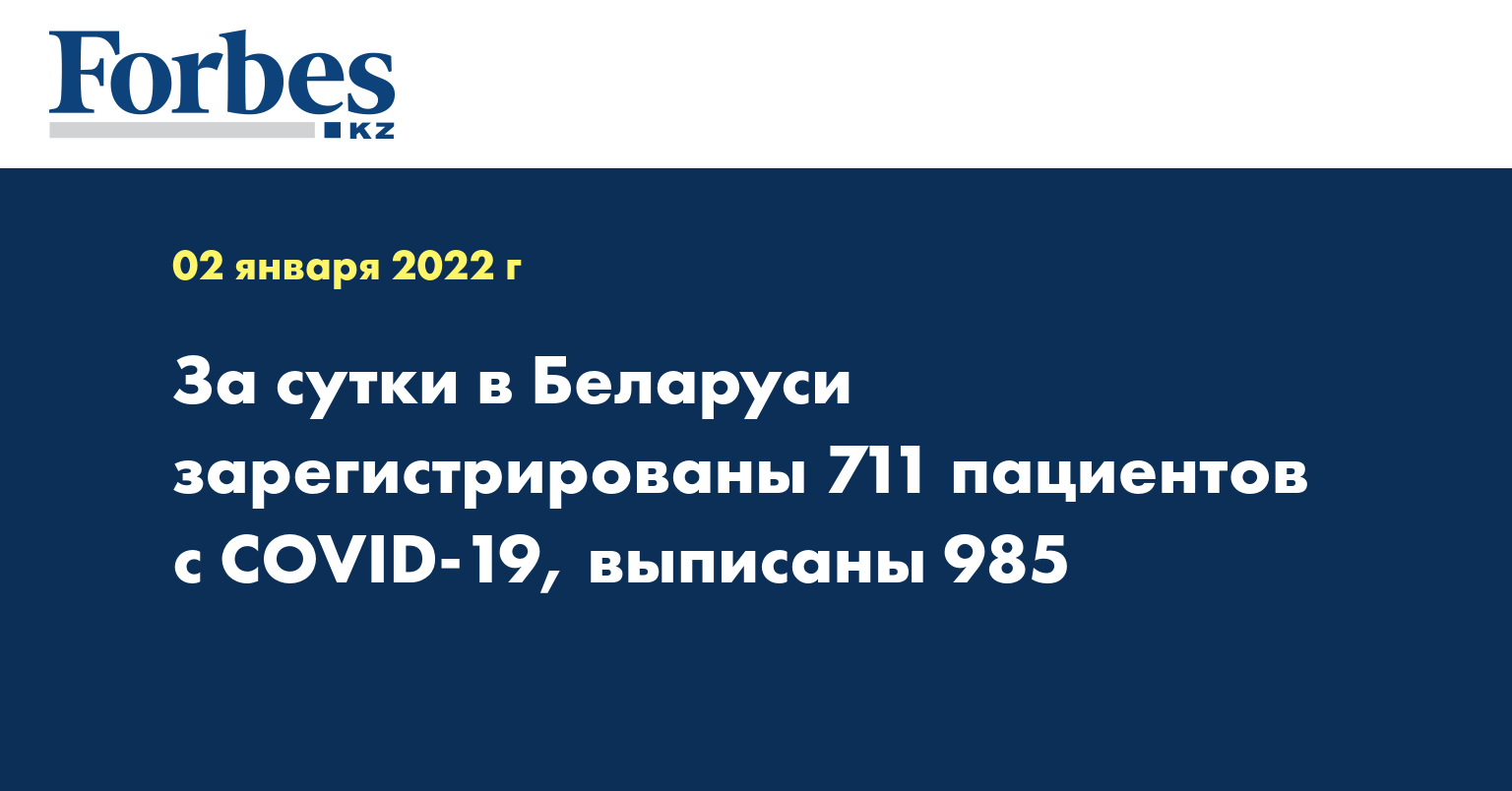 За сутки в Беларуси зарегистрированы 711 пациентов с COVID-19, выписаны 985