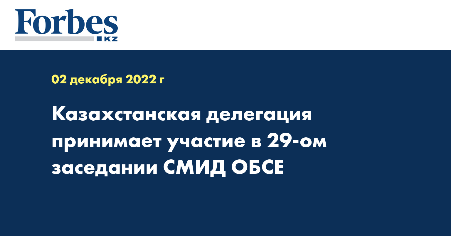Казахстанская делегация принимает участие в 29-м заседании СМИД ОБСЕ