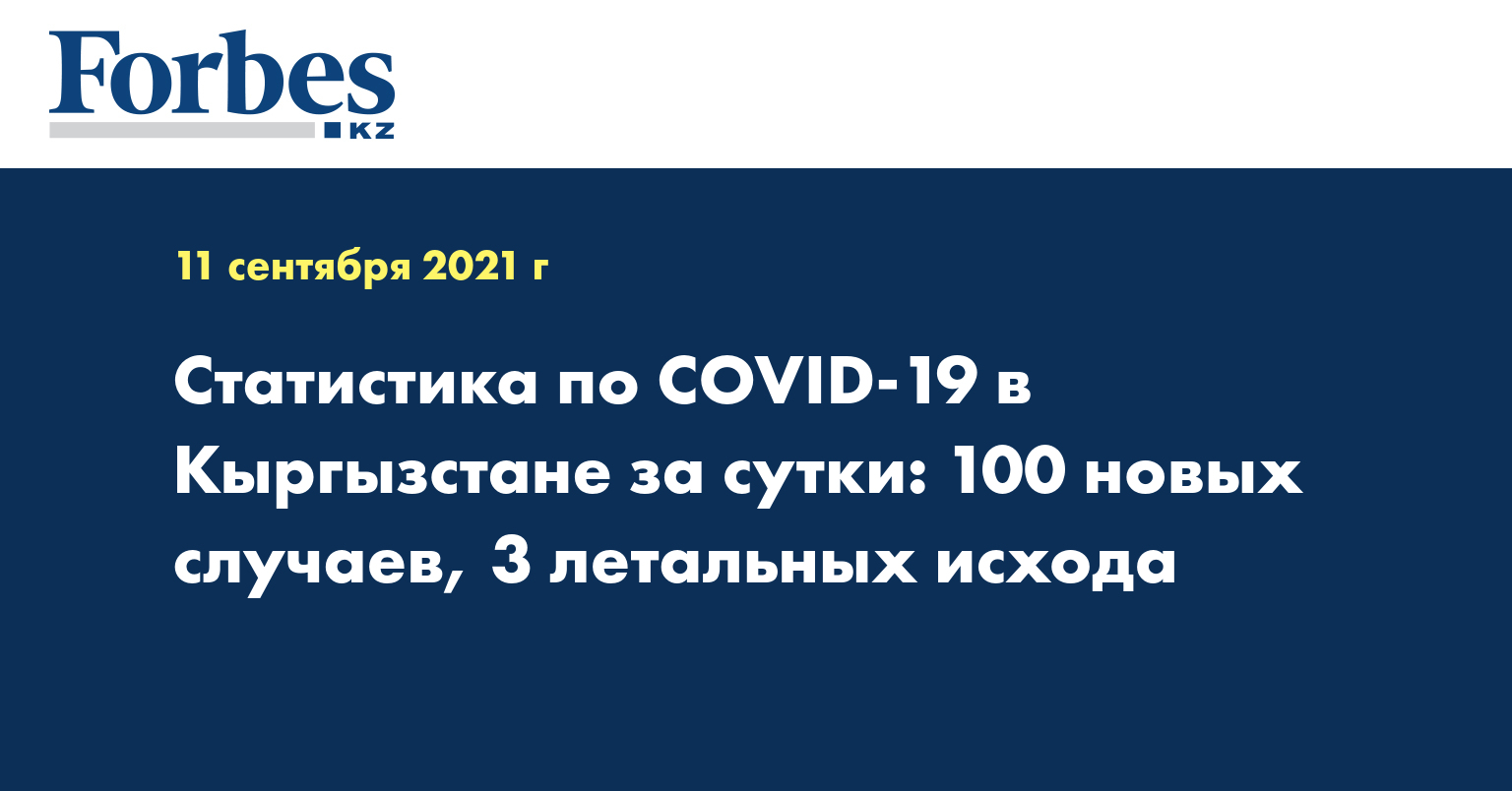 Статистика по COVID-19 в Кыргызстане за сутки: 100 новых случаев, 3 летальных исхода