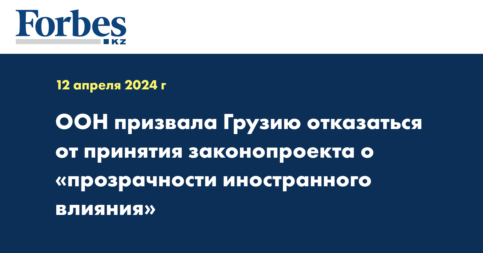 ООН призвала Грузию отказаться от принятия законопроекта о «прозрачности иностранного влияния»