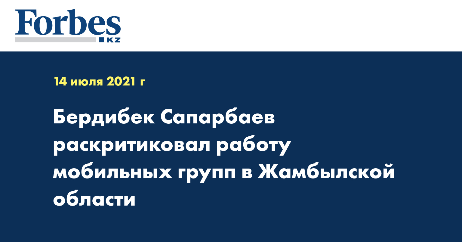 Бердибек Сапарбаев раскритиковал работу мобильных групп в Жамбылской области