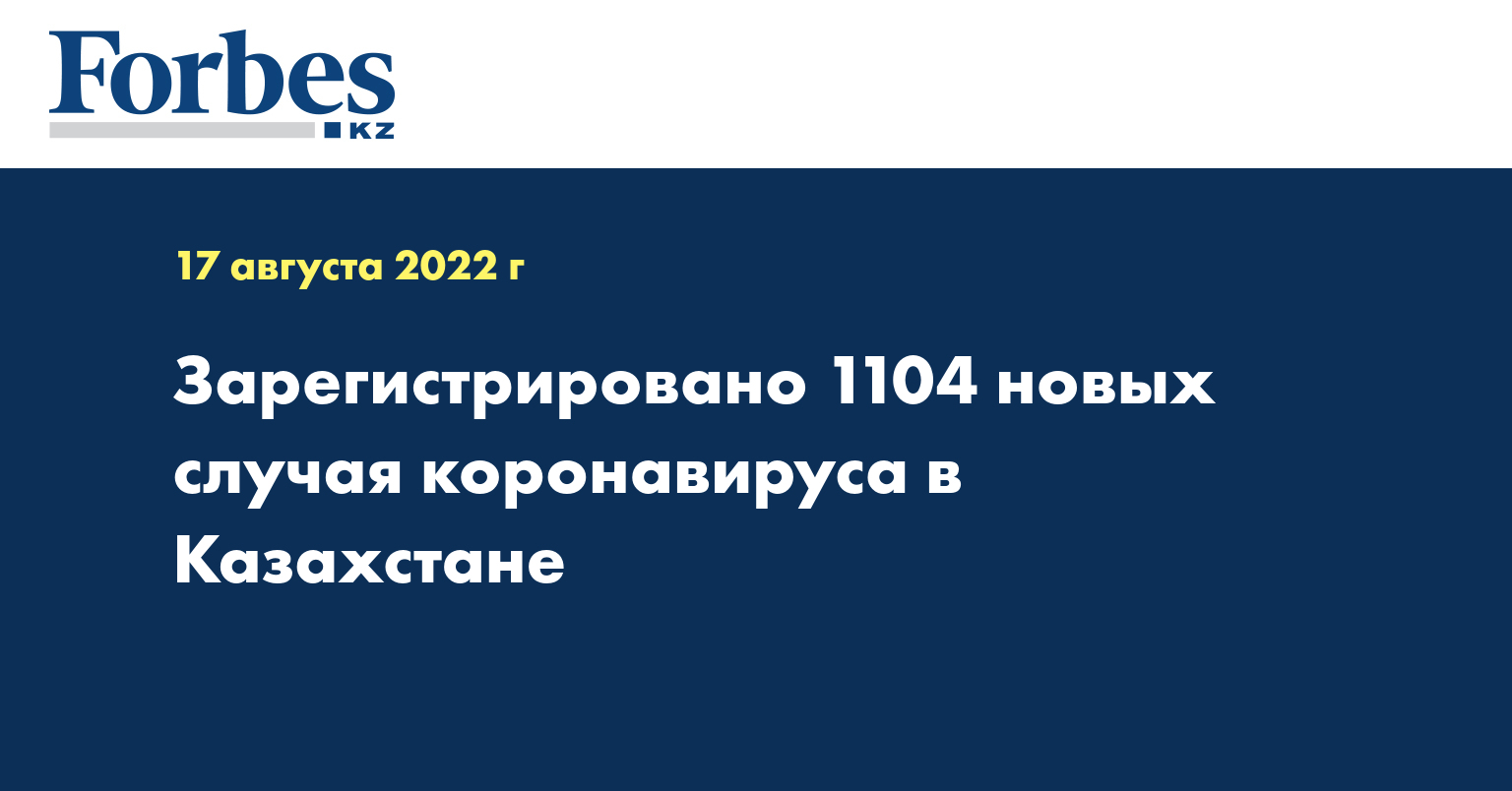Зарегистрировано 1104 новых случая коронавируса в Казахстане