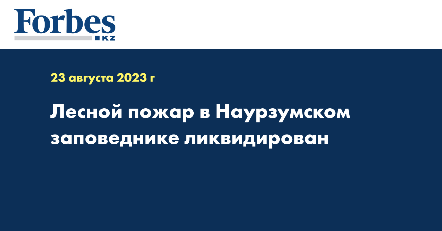 Лесной пожар в Наурзумском заповеднике ликвидирован