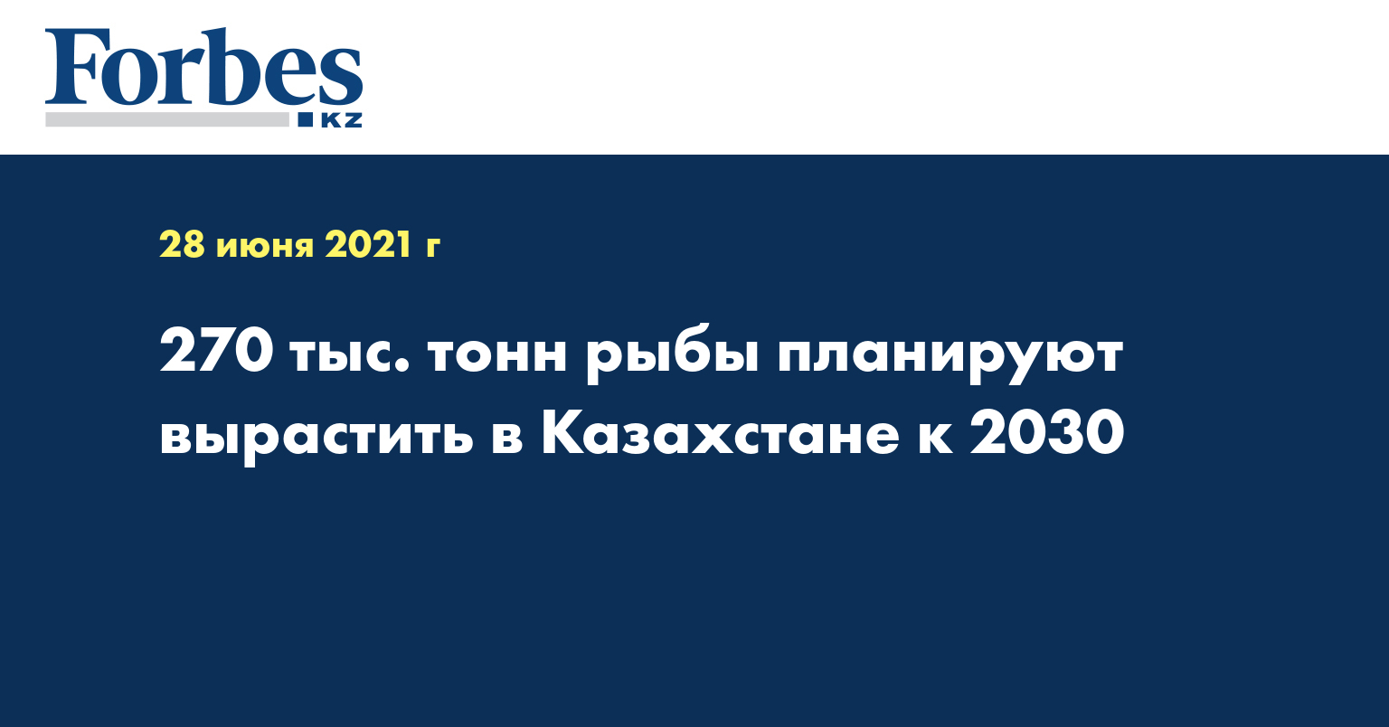 270 тыс. тонн рыбы планируют вырастить в Казахстане к 2030